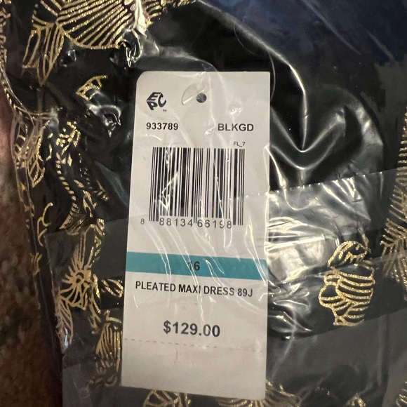 MSK formal Metallic-Print Pleated Blouson Gown size 16 - Picture 6 of 6